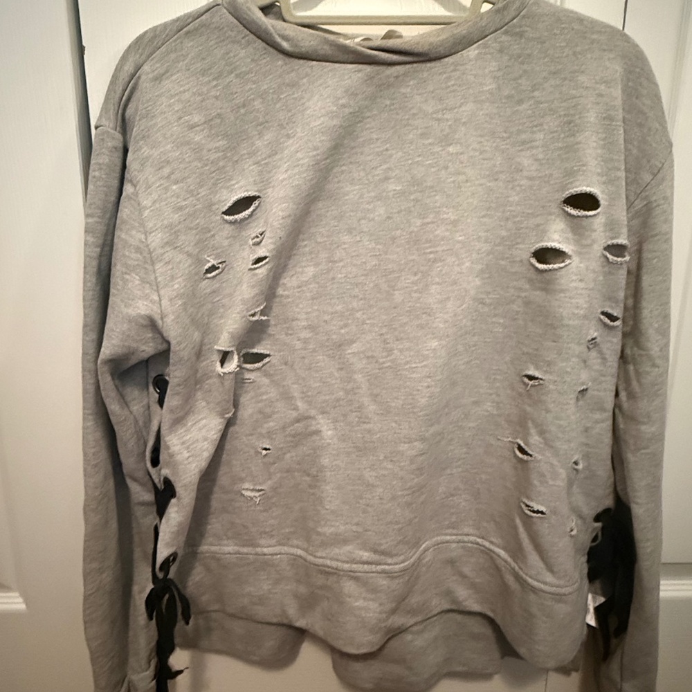 Vintage Havana Distressed Side Tie Sweatshirt